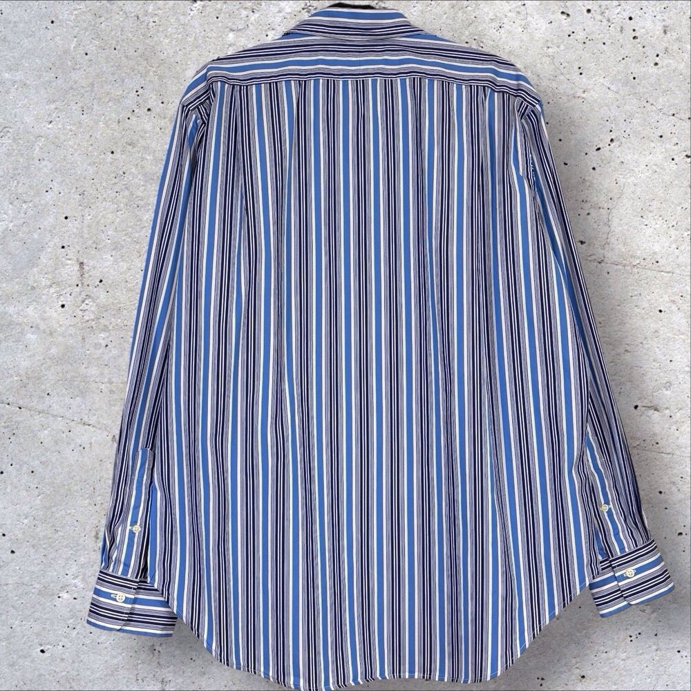 Polo Ralph Lauren Stanton Classic Fit Shirt Mens XL Blue Stripe Cotton Button Up - Picture 4 of 9